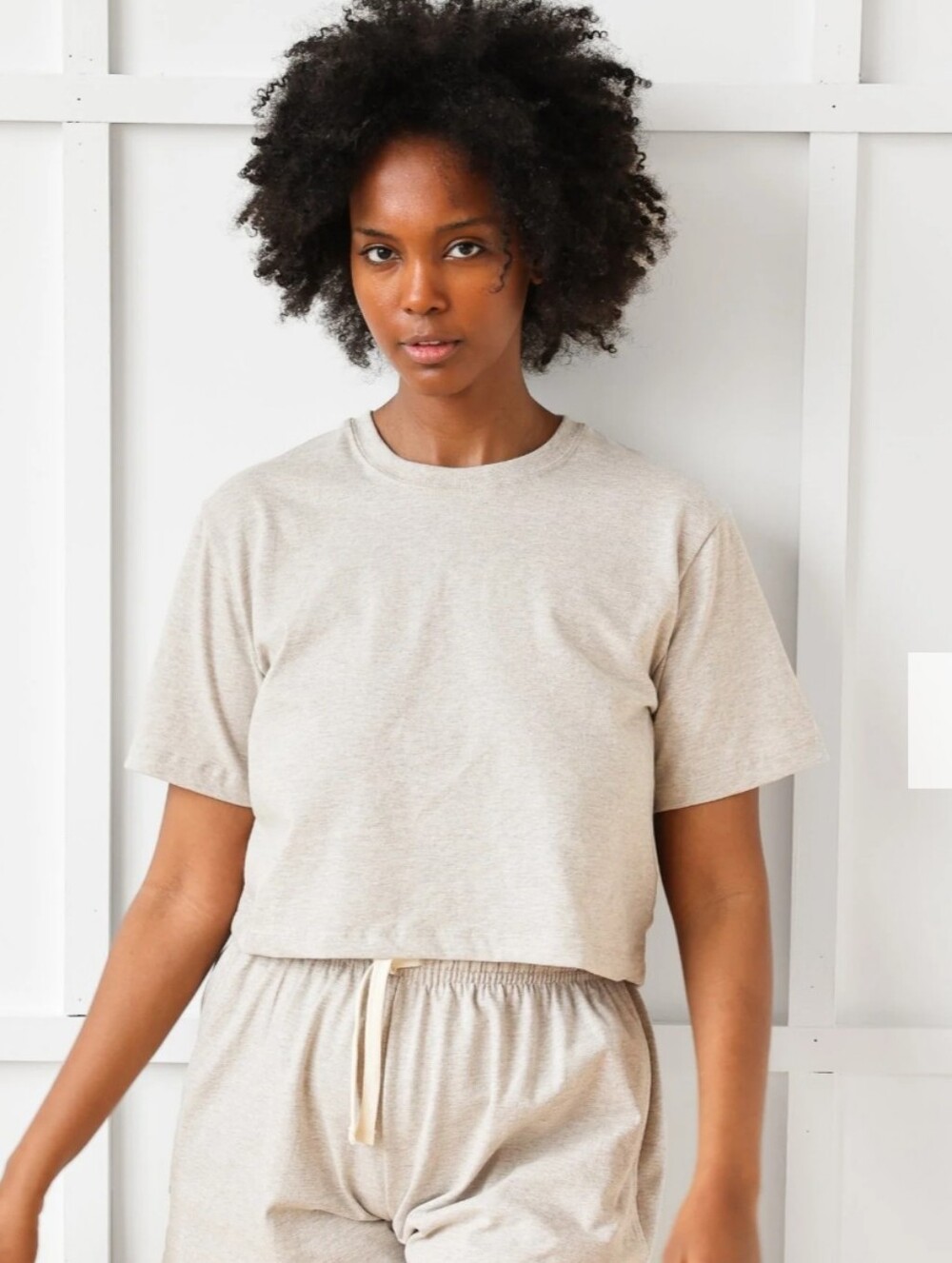 Province of Canada Monday Crop Top Oatmeal Organic Cotton Women's T-Shirt XL